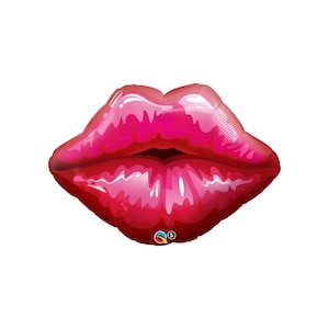 Red Kissy Lips Balloon: 30&quot; Mylar Lip Shape