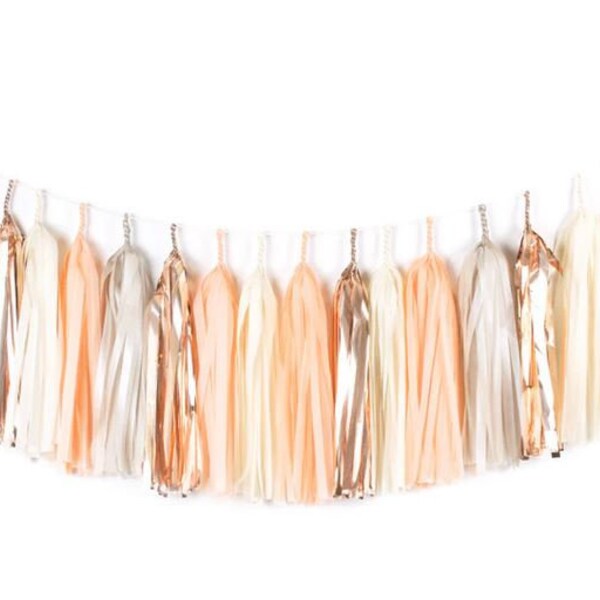 Tassel Garland Kit,  Peach and Rose Gold Garland Kit, DIY Tassel Garland Kit, Baby Shower Decor, Birthday Party Supplies, Party Decorations