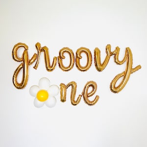 Groovy One Gold Balloon Banner: First Birthday Party Decor
