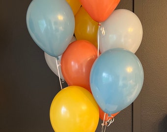 Balloon Bouquet, 11" Groovy Balloons, Boys Groovy Birthday, Baby Shower, Boho Neutral Balloons, Burnt Orange, Mustard, Fog, Slate Blue