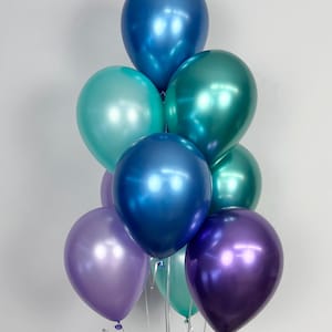 Mermaid Balloons, 11&quot; Mermaid Balloon Bouquet, Mermaid Birthday Balloons, Birthday Balloons, Under the Sea Decor, Girls Birthday Balloons