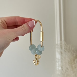 Porte-clés lettre personnalisé en pierre naturelle | Porte-clés initial | de sac lettre | Lettre plaquée or | Cadeau pour elle | Cadeau pour demoiselles d'honneur