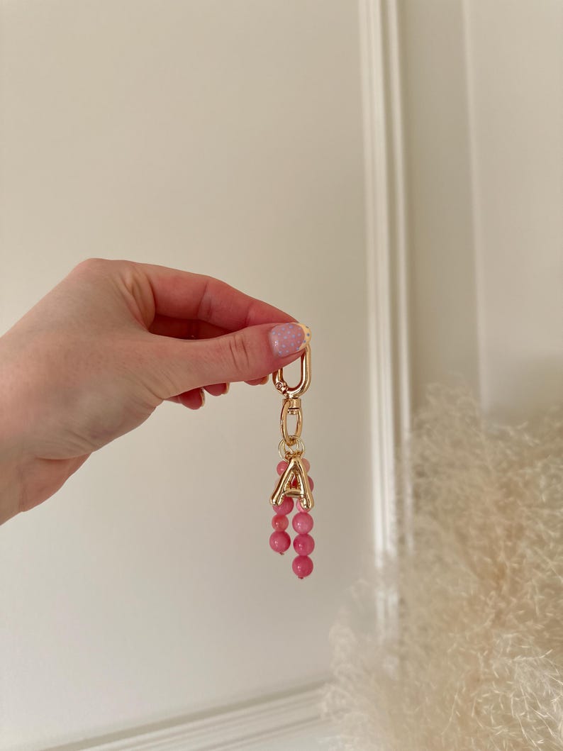 Custom Personalized Letter Keychain | Initial Keychain | Letter Bag Charm | Gold Plated Letter Charm | Gift for her | Gift for bridesmaids image 9