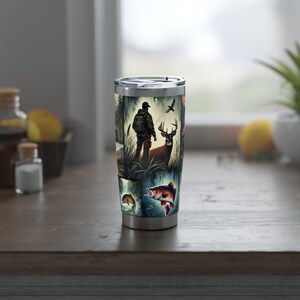 Nature-Inspired 20oz Tumbler, Dad, Father&#39;s Day, Grampa,  Outdoor Adventure Cup, Fishing Mug, Hunting Travel Tumbler, Gift for Nature Lovers