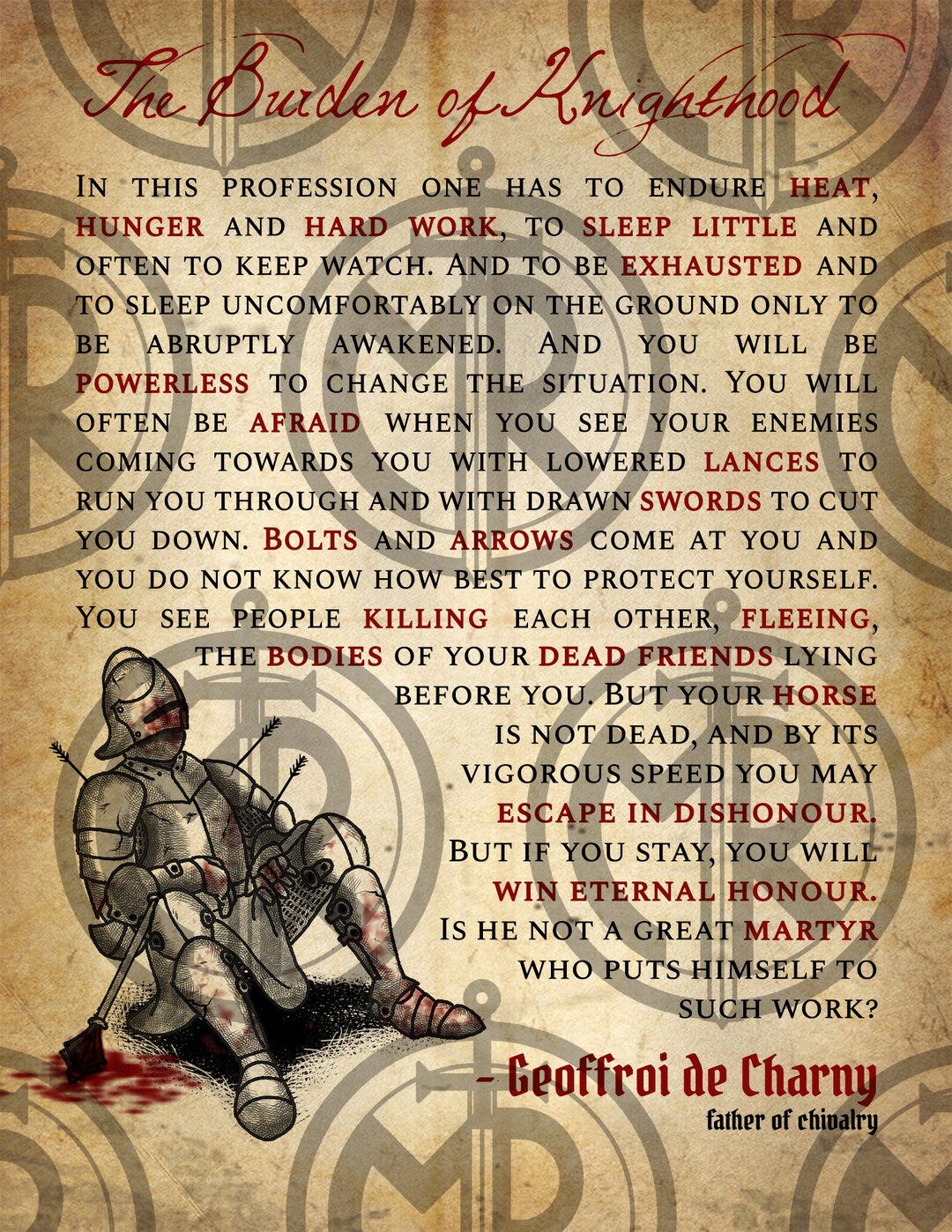 The Burden of Knighthood Poster Etsy