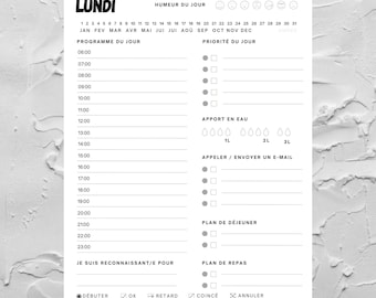 Agenda journalier imprimable | Français