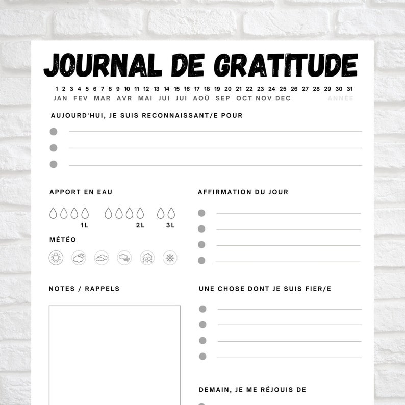 Journal de gratitude imprimable Français image 2