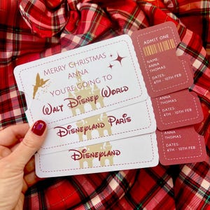 Billet personnalisé pour Noël Disneyworld avec révélation surprise | Billet Disneyland Paris, Billet Disneyland | Carte d'embarquement cadeau de Noël