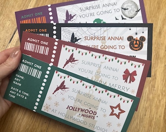 Personalised Surprise Disney Party Gift Voucher. Disney Christmas Party ticket. Disney Halloween Party Ticket. Disney Party reveal