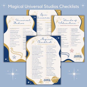 Lista de verificación de Universal Studios. Descarga digital imprimible