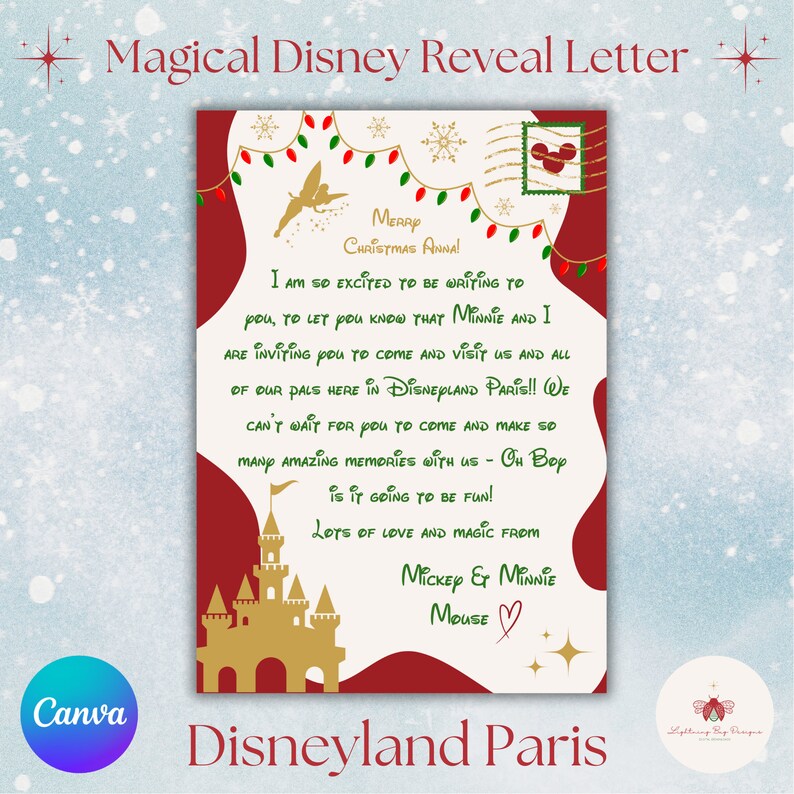 Editable Disneyland Paris Christmas Surprise Reveal Letter. Christmas ...