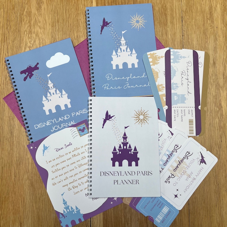 Disneyland Paris Planner, Disneyland Paris Kids Journal, Disneyland Reveal Ticket, Disneyland reveal letter