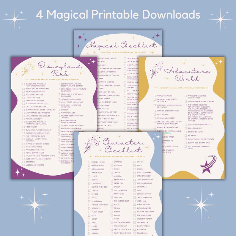 Disneyland Paris Character Checklists