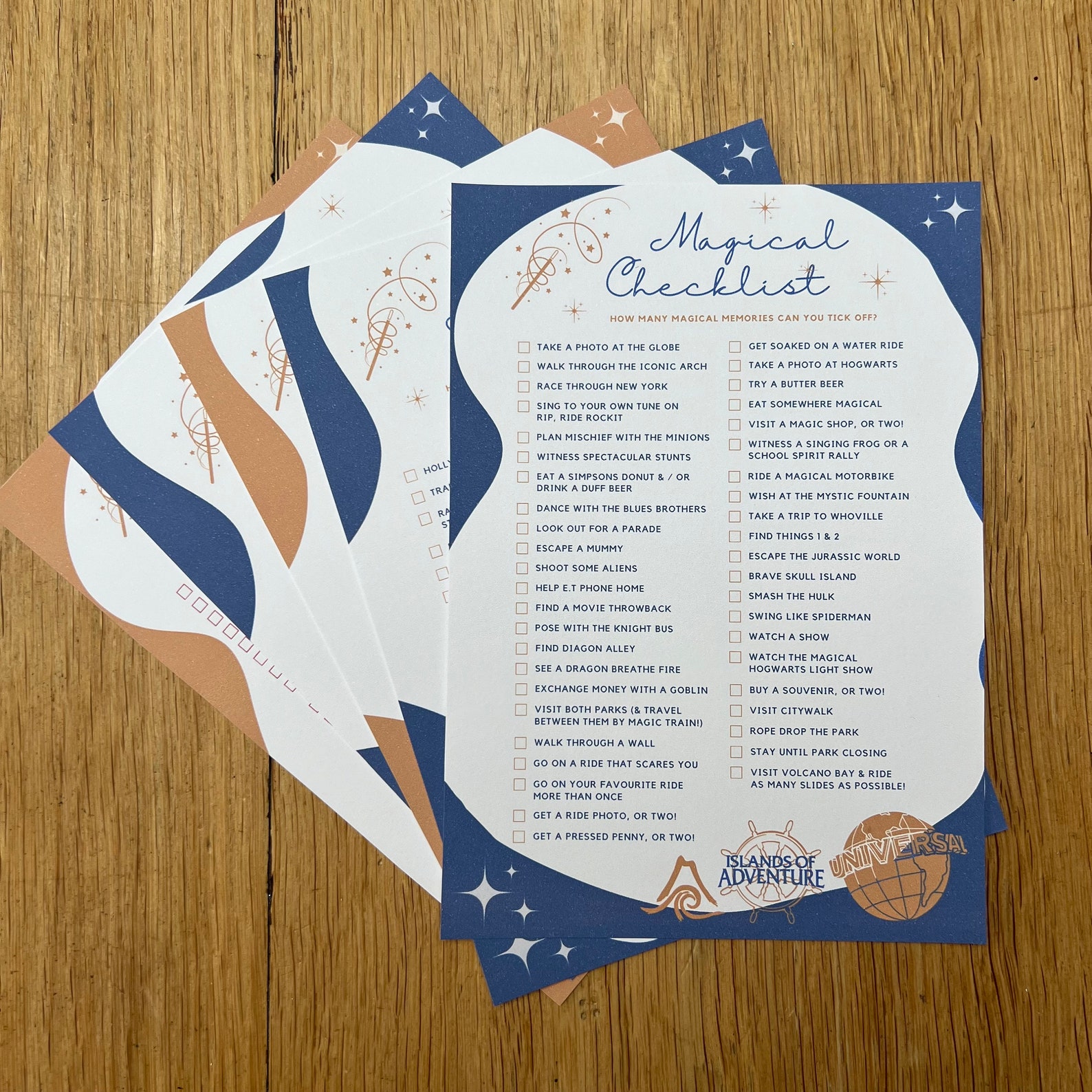 Universal Studios Checklists. Memory Making Checklists - Etsy