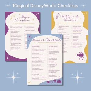 DisneyWorld Checklists. Printable Digital Download