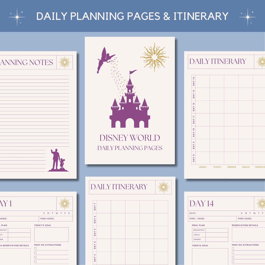 Disneyworld Daily Planning Pages. 14 Days. Instant Printable Download ...