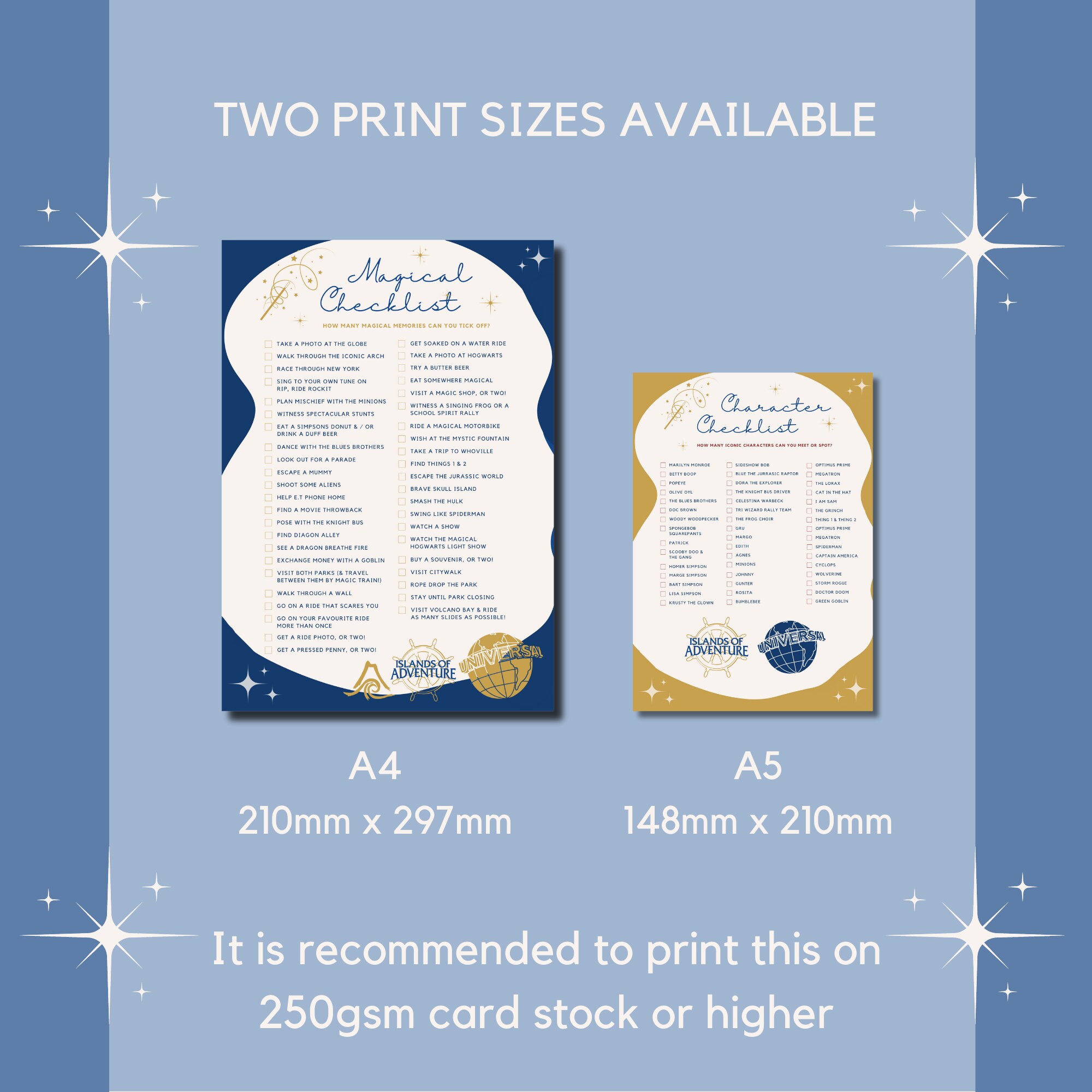 Universal Studios Checklist. Printable Digital Download - Etsy