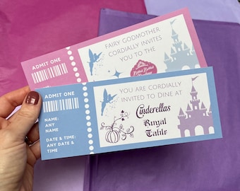 Entrada personalizada de Disney Bibbidi Bobbidi Boutique. Bono Disneyland My Royal Dream. Sorpresa de la mesa real de Cenicienta