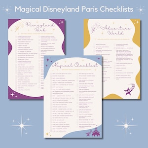 Lista kontrolna Disneylandu w Paryżu do druku, śledzenie atrakcji i postaci, planer podróży do Disneylandu, lista atrakcji, planowanie parku rozrywki w formacie PDF