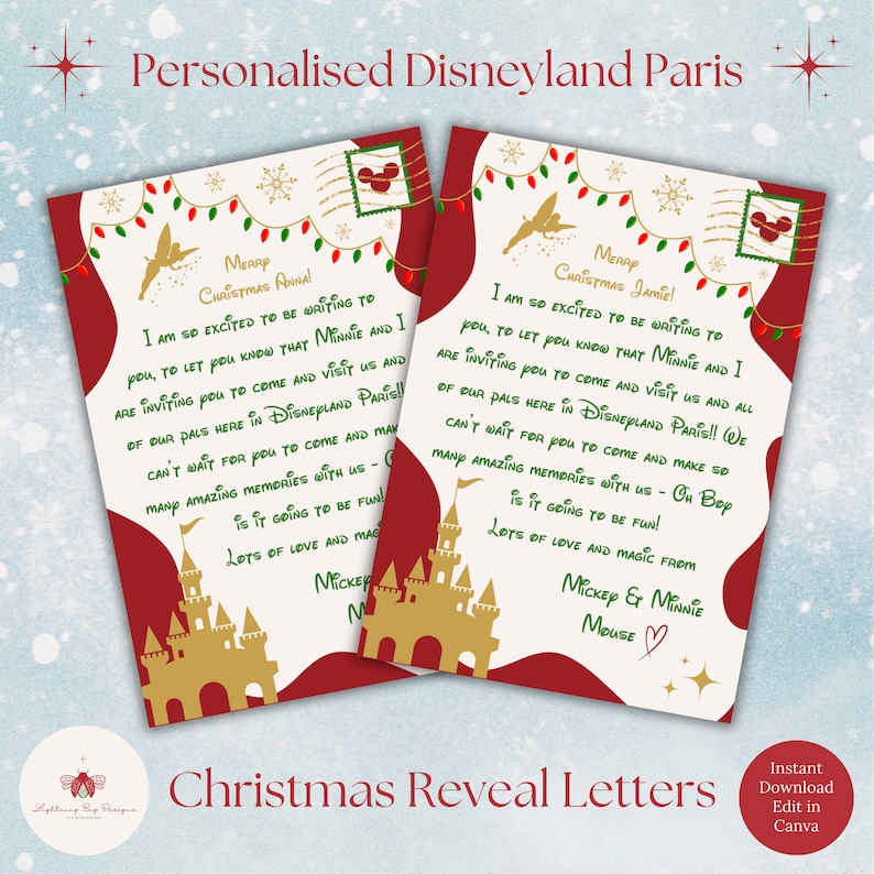 Editable Disneyland Paris Christmas Surprise Reveal Letter. Christmas ...
