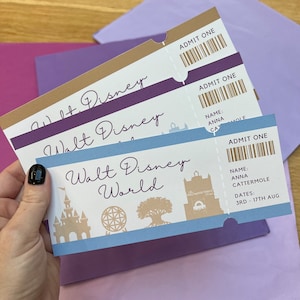 Surprise Disneyworld Ticket Gift, Surprise Reveal Disney holiday voucher, Personalised Disneyworld Ticket