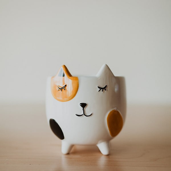 Small Plant Cat Planter Pot