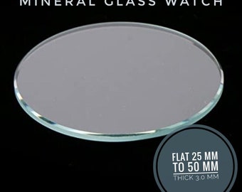 Mineral flat glass watch crystal replacement  3 mm thick, 25 mm - 50 mm