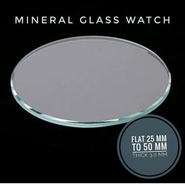 Verre minéral plat de remplacement de verre de montre 3 mm d'épaisseur, 25 mm - 50 mm