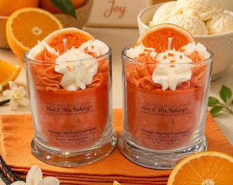 Orange Sherbet Creamsicle Candle. 13 oz. Soy Candle/Oranges, Ice Cream. Strongly Scented Candle. Dessert Candle/Food Candle