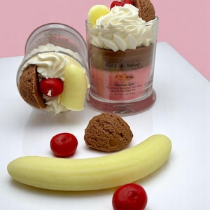 Banana Split Candle. Large 13 oz. Soy Candle/Ice Cream Dessert Candle/Summer Candle. Strongly Scented Candle.