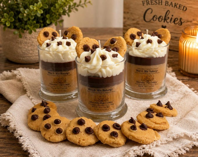 Chocolate Chip Cookie Candle. Large 13 oz. Soy Candle/Strongly Scented Candle/Dessert Candle/Bakery Candle. Strongly Scented Candle.