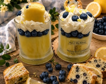 Lemon Blueberry Pound Cake Candle. Large 13 Ounce. Pound Cake. Soy Wax Candle. Strongly Scented Candle.