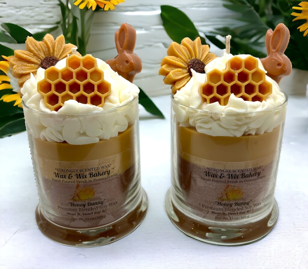 Honey Bunny Candle. 13 Oz. Soy Candle/bunny Rabbit/honeycomb/flower ...