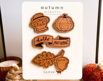 Fall Magnets | Cute Wooden Fall Magnets, Fridge Magnets, Dry Erase Board Magnets, Cute Kitchen Decor, Autumn Decor