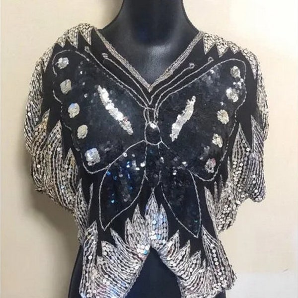 Sequin Butterfly Top - Etsy