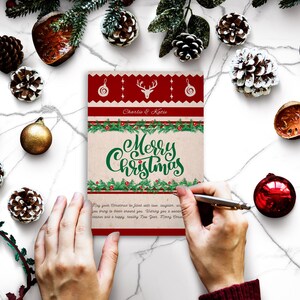 Personalisierte frohe Weihnachten Grußkarte - individuelles Feiertagsdesign mit Namen - festliche handgeschriebene Karte für Freunde und Familie