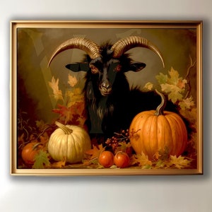 Phillip’s Gaze, Black Phillip goat The Witch wall art print, dark moody spooky gothic decor prints, halloween gallery wall art, witchcraft,