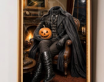 The Hollow’s Darkest Guest | Headless Horseman Art | Sleepy Hollow Halloween Print | Victorian Gothic Wall Decor