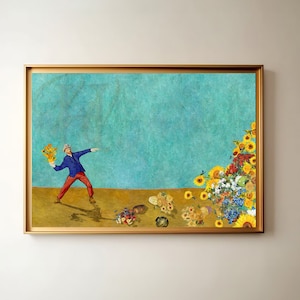 VINCENT VAN GOGH Sunflowers Fine Art Print, Banksy & Van Gogh Classical Painting, Wall Art, Vintage Portrait Decor Funny Botanical poster,