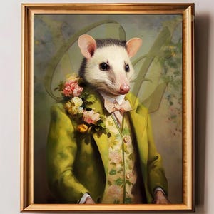 Percival Lord of Primrose Lane - Regal Possum Portraits, Aristocratic Possum Print, Whimsical Woodland Decor, Funny Baroque Pet Painting,