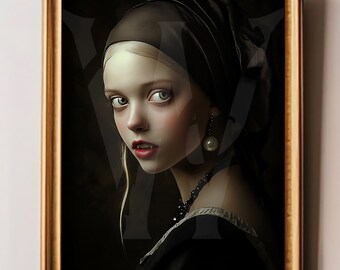 Pearl of the Night | Gothic Maiden Canvas & Premium Paper Wall Art