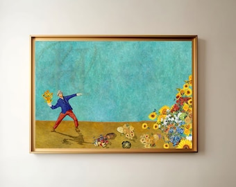 VINCENT VAN GOGH Sunflowers Fine Art Print, Banksy & Van Gogh Classical Painting, Wall Art, Vintage Portrait Decor Funny Botanical poster,