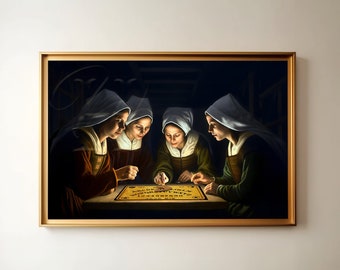 Salem Witches Ouija Board Portrait, Colonial Fine Art Print