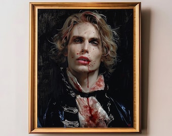 Midnight Craving | Vampire Painting Poster Print | Dark Academia Wall Art | Halloween Decor Gift | Gothic Home Décor |