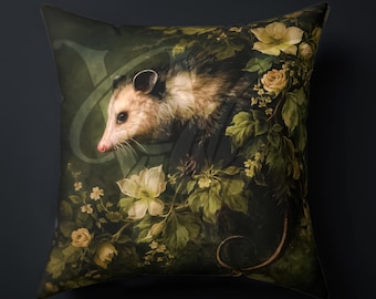 Keeper of the Greenhouse Double-Sided Botanical Opossum Pillow