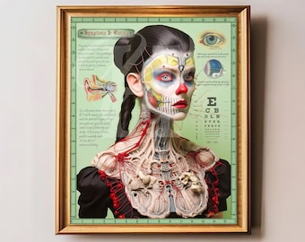 Anatomical Woman Art Print - Medical Illustration - Vintage Style Anatomy Poster - Oddities Spooky Home Decor