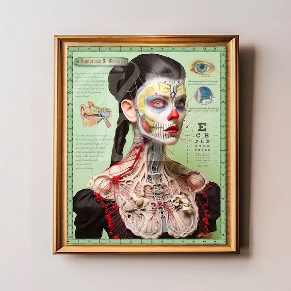 Vintage Medical Oddities Anatomy Wall Decor, Human anatomy illustration art print poster, unframed Antique Medical Wall Art Collection