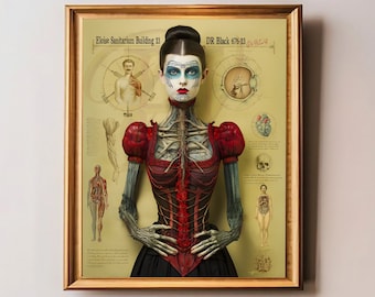 Antique Medical Anatomy Poster, Victorian Art Print, Eloise Sanitarium