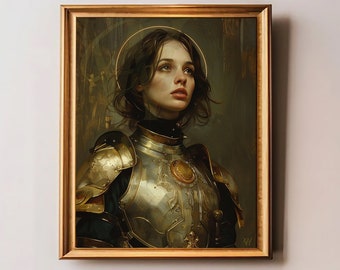 The Warrior Saint, St Joan of Arc, God's Warrior - Patron Saint of France, Amidst Fallen Warriors, Sacred Feminine Wall Art Print Unframed