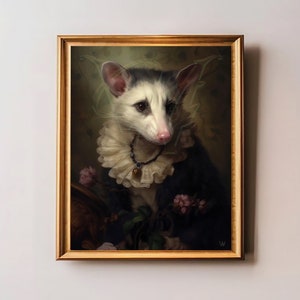 Vintage Inspired Possum Portrait, Opossum Portrait, Possum Lover Gifts, Animal Decoration, Unique Wall Art, Victorian Lady Opossum Art Print